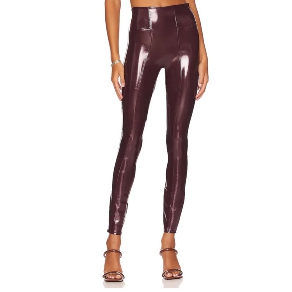 SPANX Pants - Spanx Patent Faux Leather Leggings Ruby Red High Waist Pant